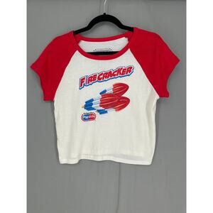 Firecracker Popsicle Shirt Womens XL Fourth of July Baby Tee Red White Blue